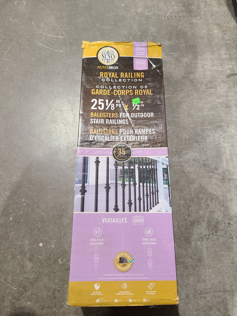 Nuvo Iron Royal Railing Collection "Versailles" Outdoor Stair Balusters – 25-1/8" x 1/2" (13-Pack)