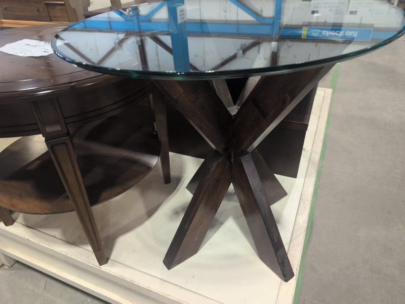 Round Glass and Wood Coffee Table