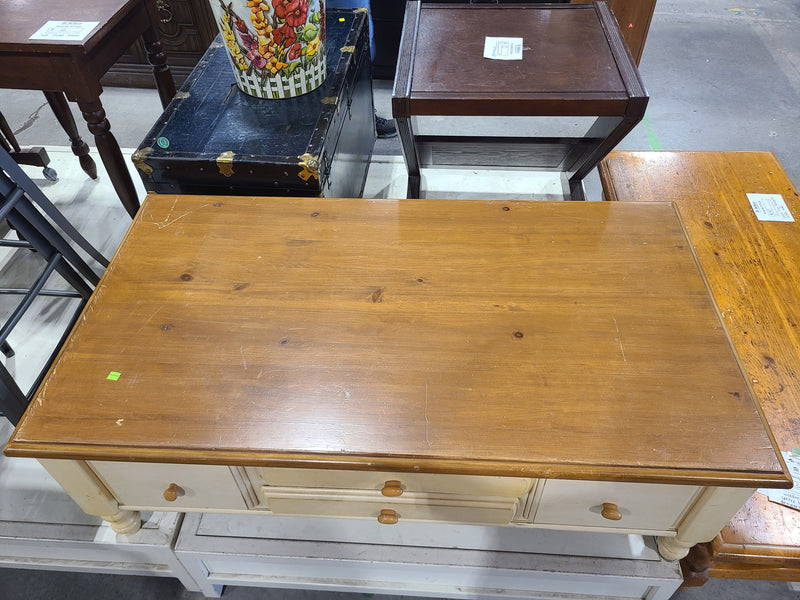 Two-Tone Country Cottage Wooden Coffee Table with Storage Drawers