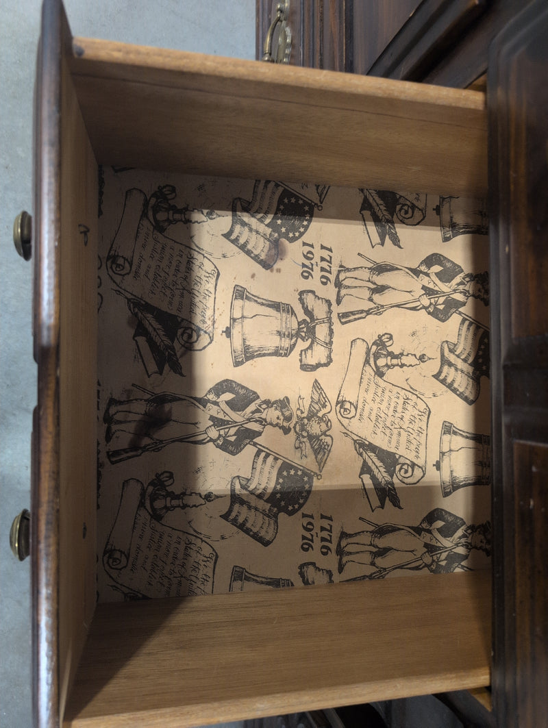 Eight Drawer Dresser with Large Mirrored Hutch and Lights