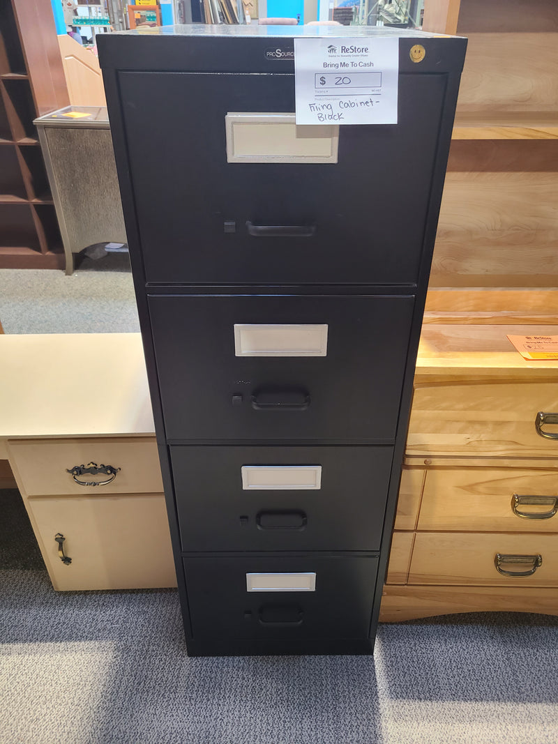 Classic 4-Drawer Vertical Metal Filing Cabinet in Black