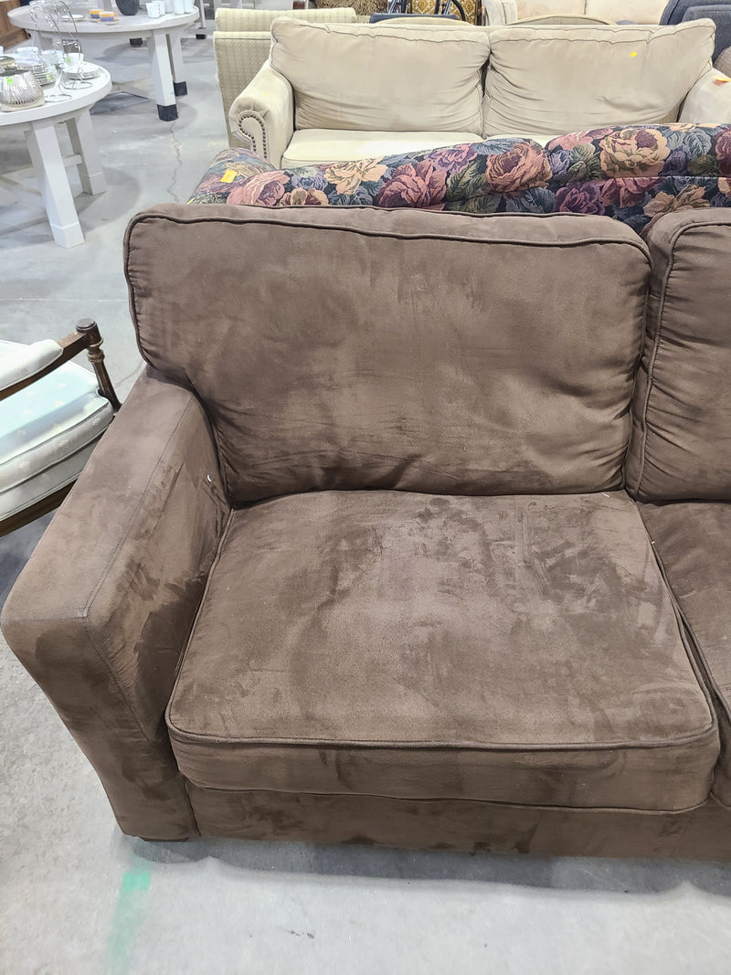 Brown Microfiber Two-Cushion Loveseat
