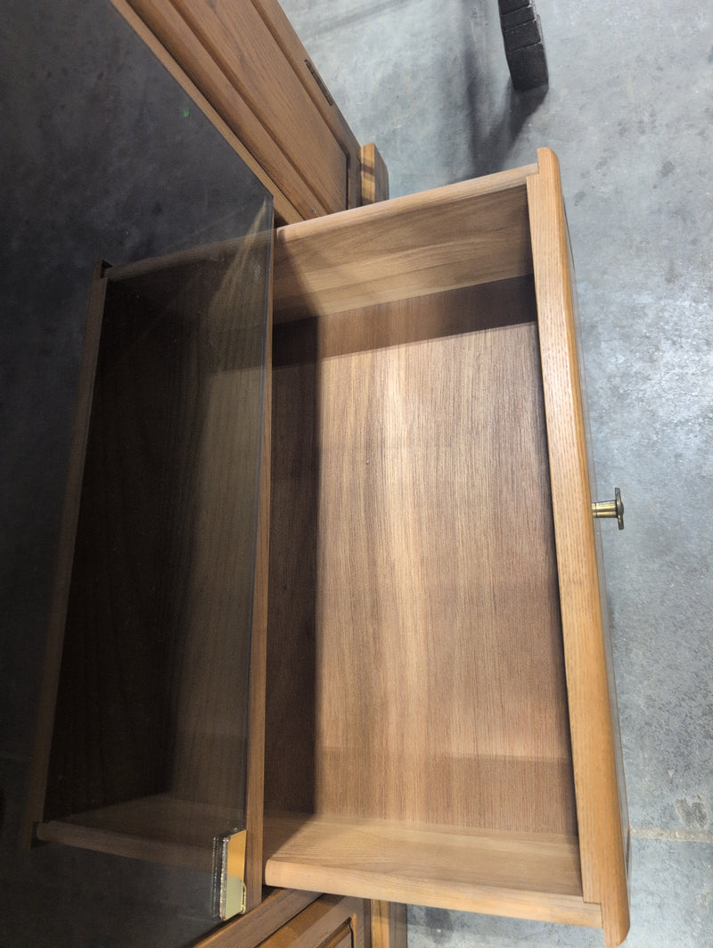 Cabinet, Shelves, and Drawer Small Storage with Glass Door