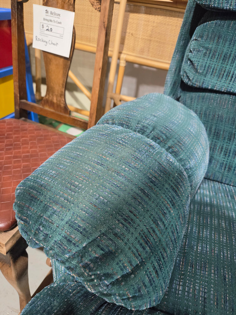 Vintage Overstuffed Tiered-Back Rocking Recliner