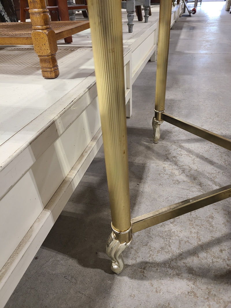 Vintage-Style Glass Top Side Table with Brass Accents