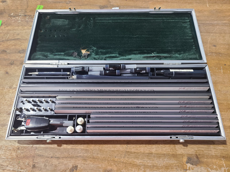 Vintage Keuffel & Esser (K&E) LEROY II Drafting Lettering Set w/ Case & Templates