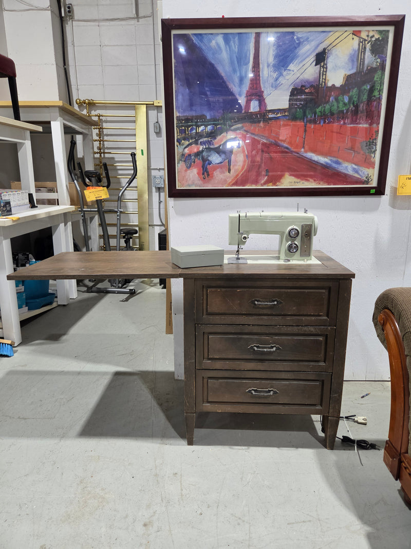 Vintage Multi-Functional Expandable Sewing Machine Desk