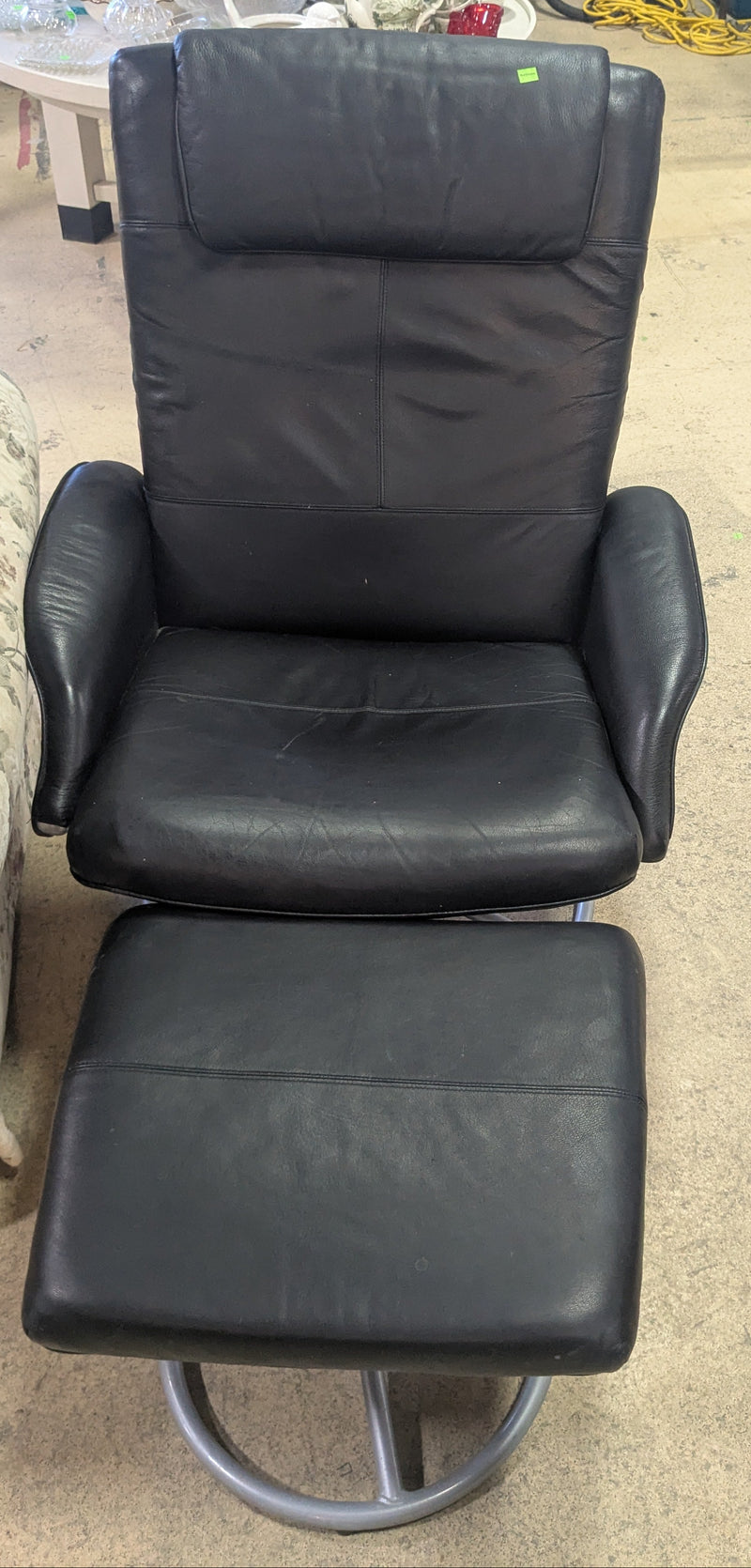 Black Swivel Armchair and Footstool