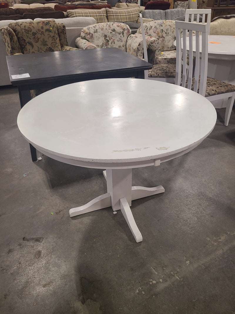 Round White Wooden Pedestal Dining Table / Breakfast Nook Table
