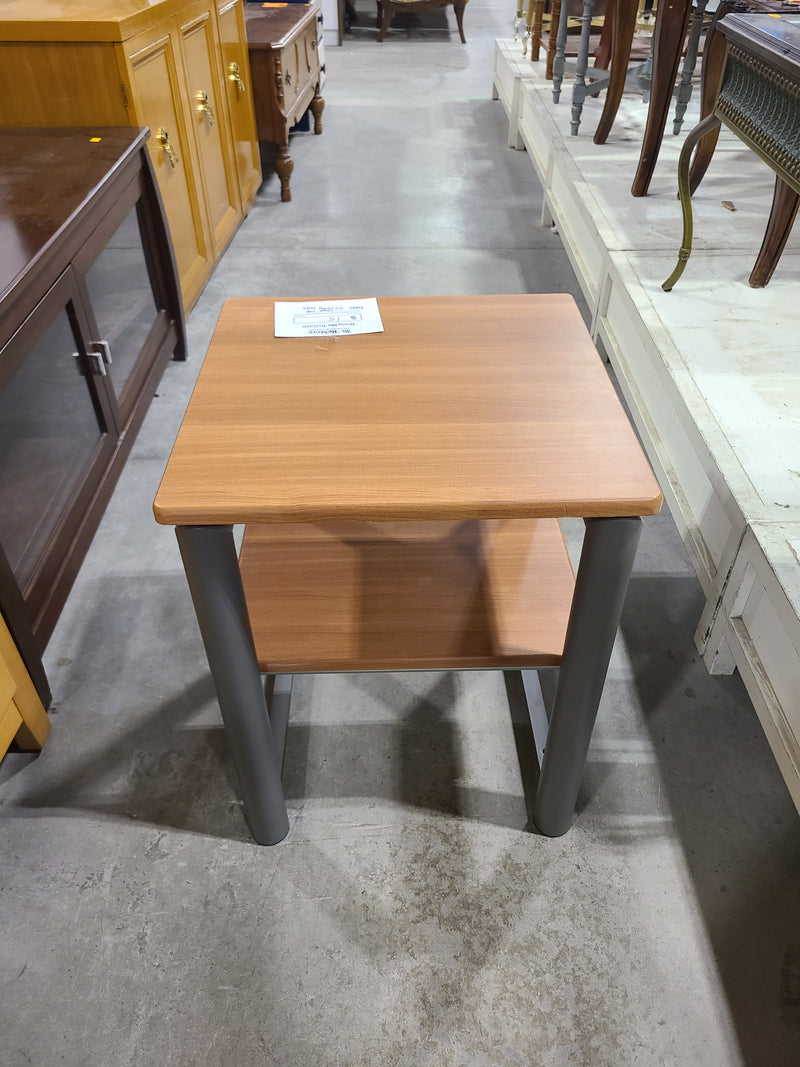 Modern Wood-Top Side Table with Metal Legs
