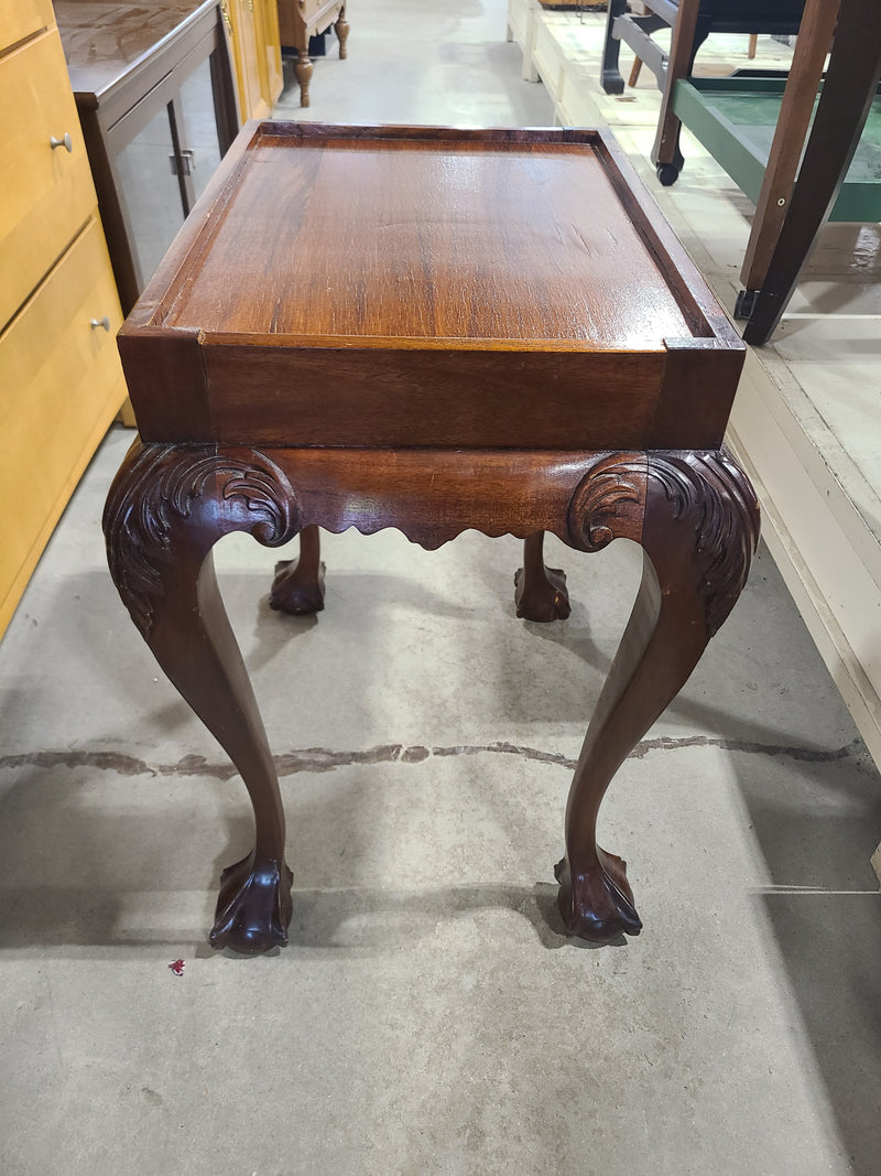 Chippendale-Style Tray-Top Accent Table with Ball-and-Claw Feet
