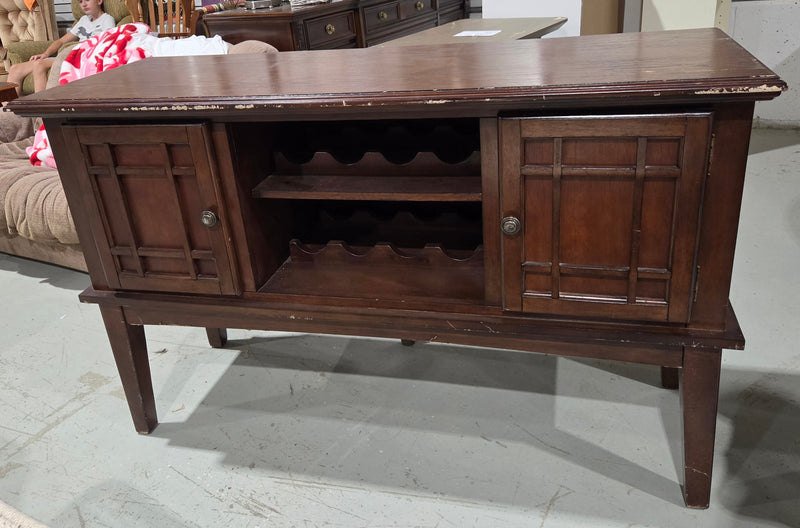 Wooden Buffet Server With a Built-in Wine Rack