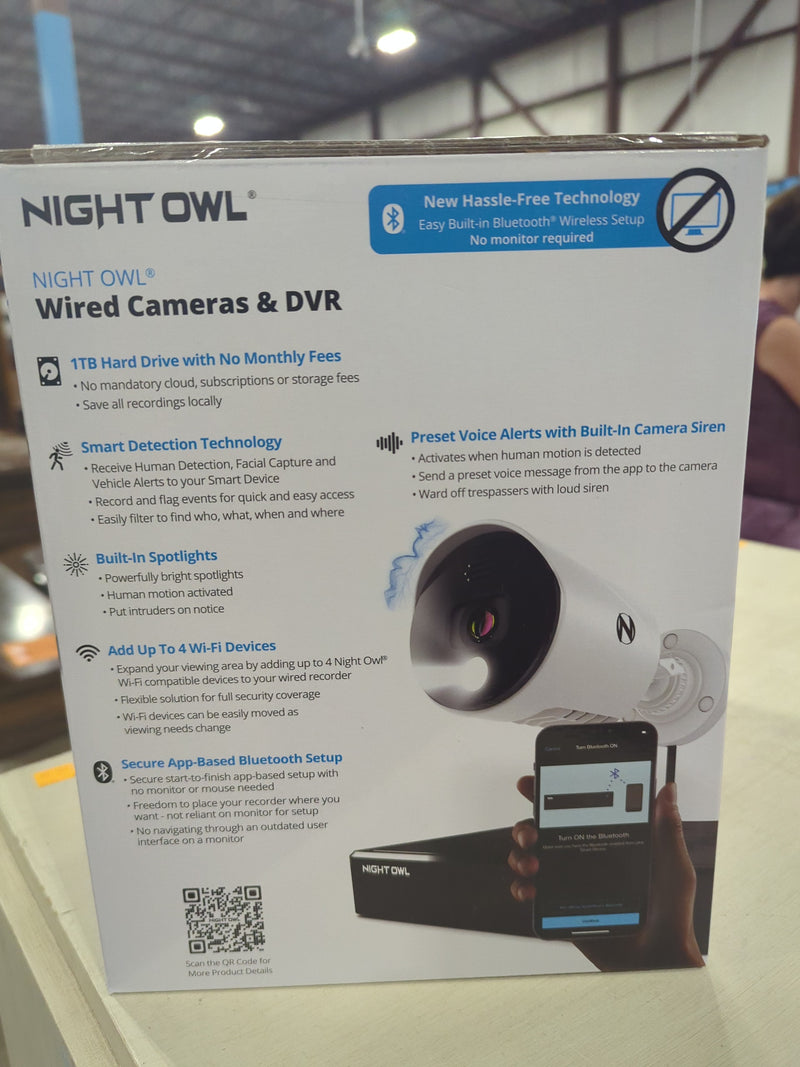 Night Owl UHD 1TB HDD 8 Channel 4K Bluetooth Camera System White WM-BTD881-4LSA