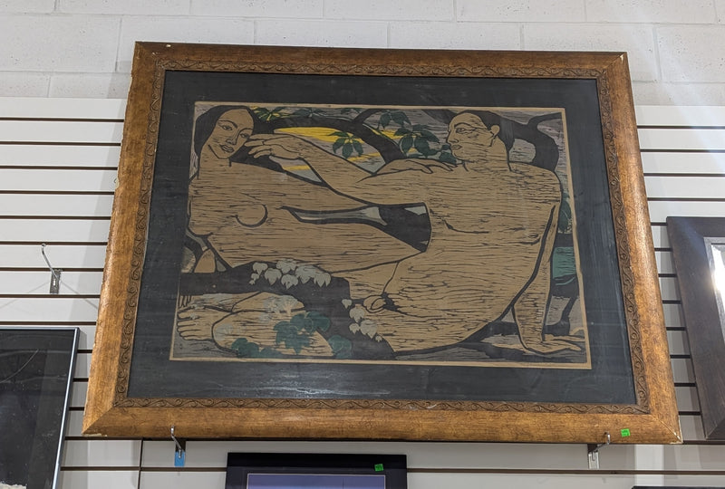 Original Colored Woodcut Framed Print