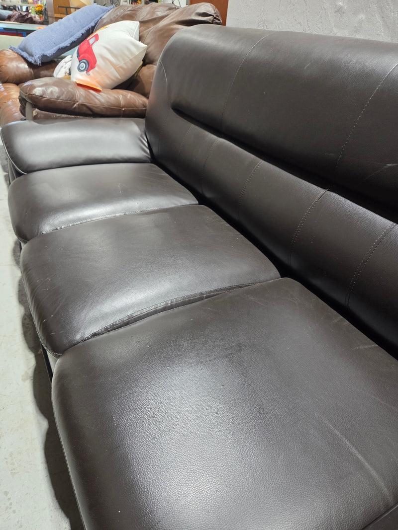 Macaire Flared Arm Faux Leather Sofa