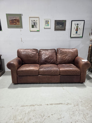 Distressed Leather Brown Leather Sofa
