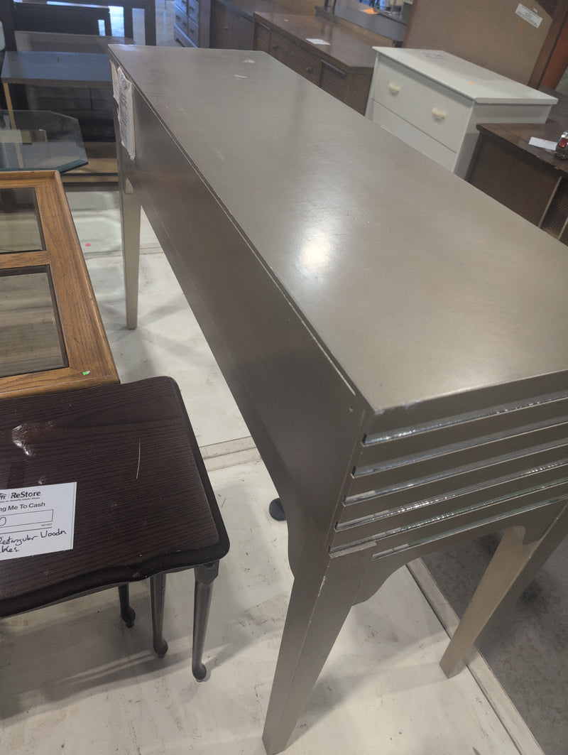 Gold and Silver Colored Side Table with Drawer