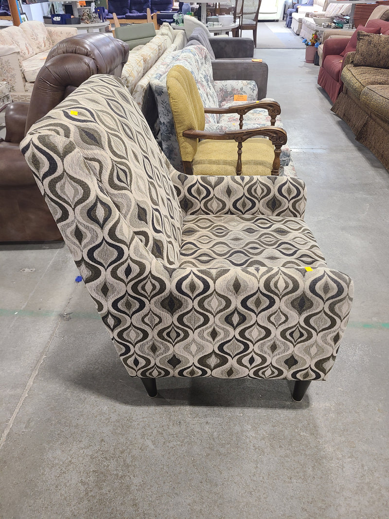 Contemporary Geometric Patterned Accent Chair in Black and White