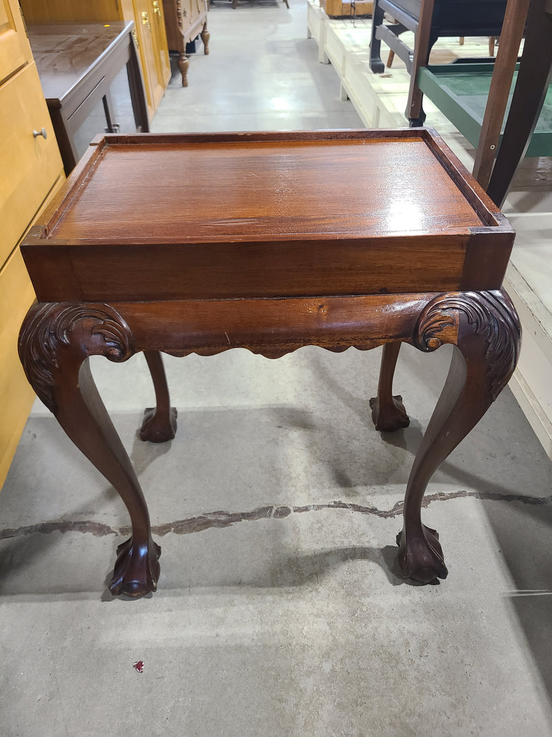 Chippendale-Style Tray-Top Accent Table with Ball-and-Claw Feet