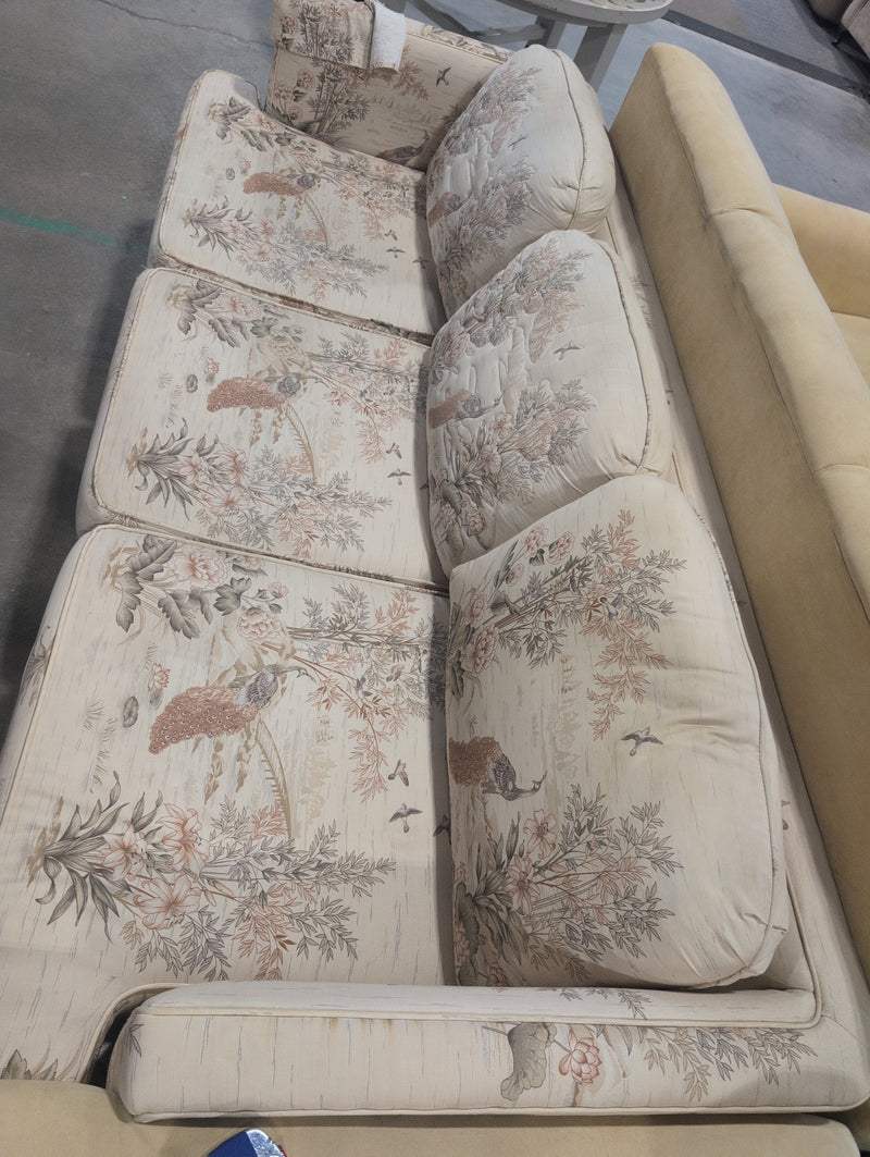 Whitish Pink 3 Seater Sofa with Birds and Floral Designs