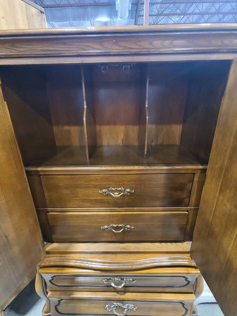 Vintage French Provincial Solid Wood Gentleman's Chest Armoire