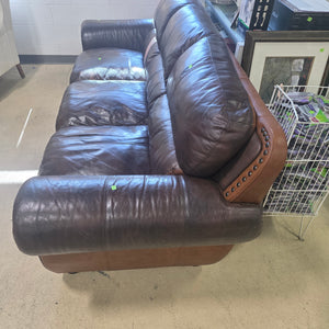 Traditional Brown Leather Couch