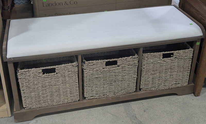 Brown and White Storage Bench