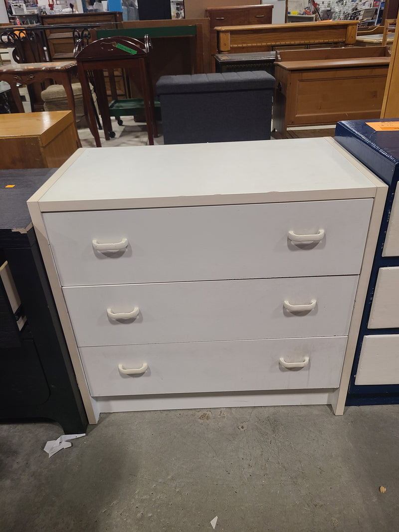 Minimalist White 3-Drawer Lowboy Chest / Dresser