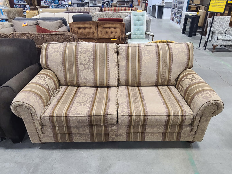 Traditional Striped Floral Tapestry Fabric Loveseat
