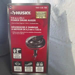 HUSKY 1/4"×25ft POWER DRUM AUGER