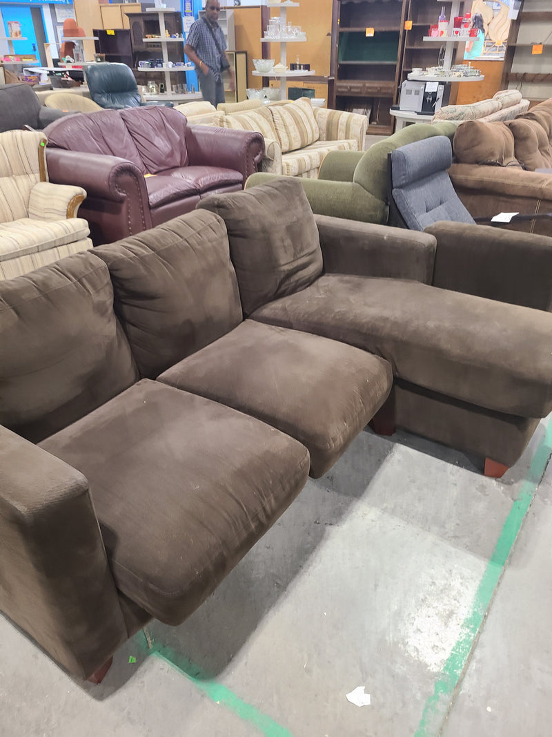 Modern Chocolate Brown Microfiber Sectional Sofa with Chaise