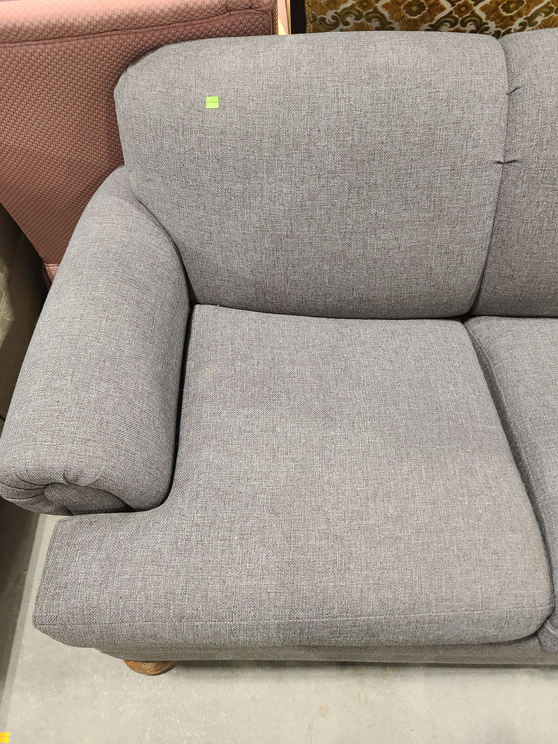 Excellent Condition Contemporary Grey Fabric Sofa with Rolled Arms