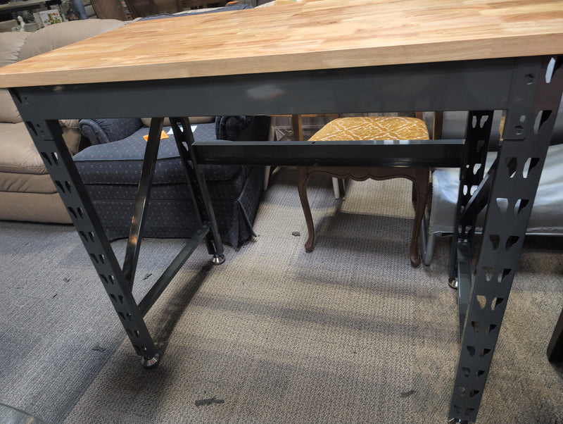 Brand New Wooden Work Table with Metal Base
