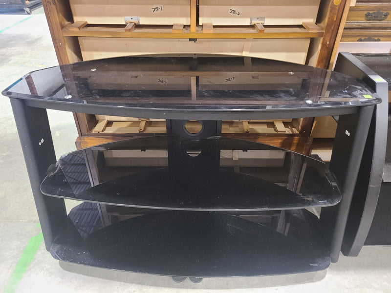 Modern Black 3-Tier Tempered Glass Corner TV Stand