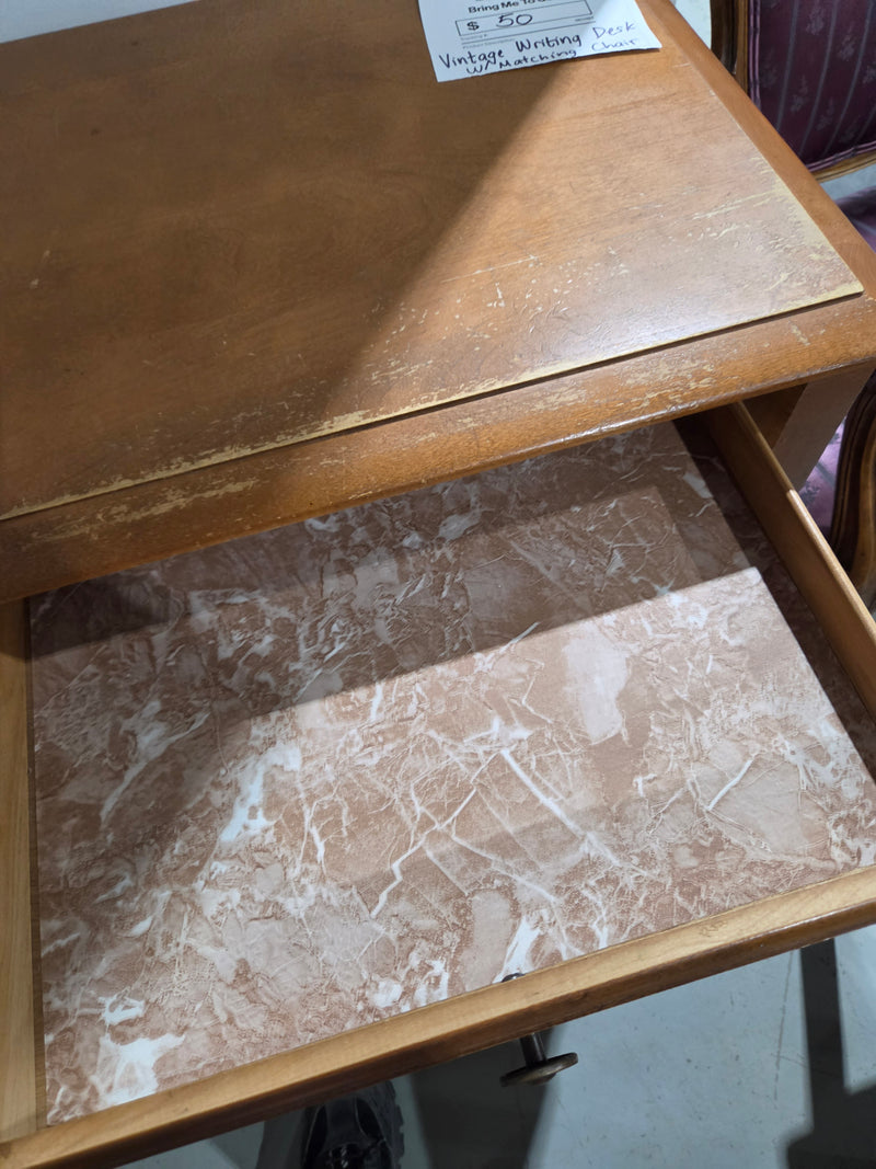 Vintage Wooden Writing Desk and Chair