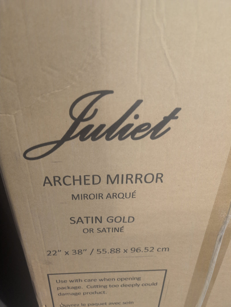 Juliet Satin Gold Arched Mirror with Iron Frame
