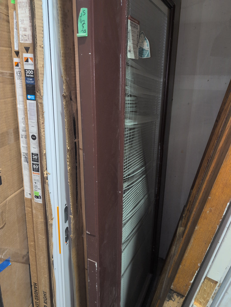 Purple Door with Glass Window and Blinds