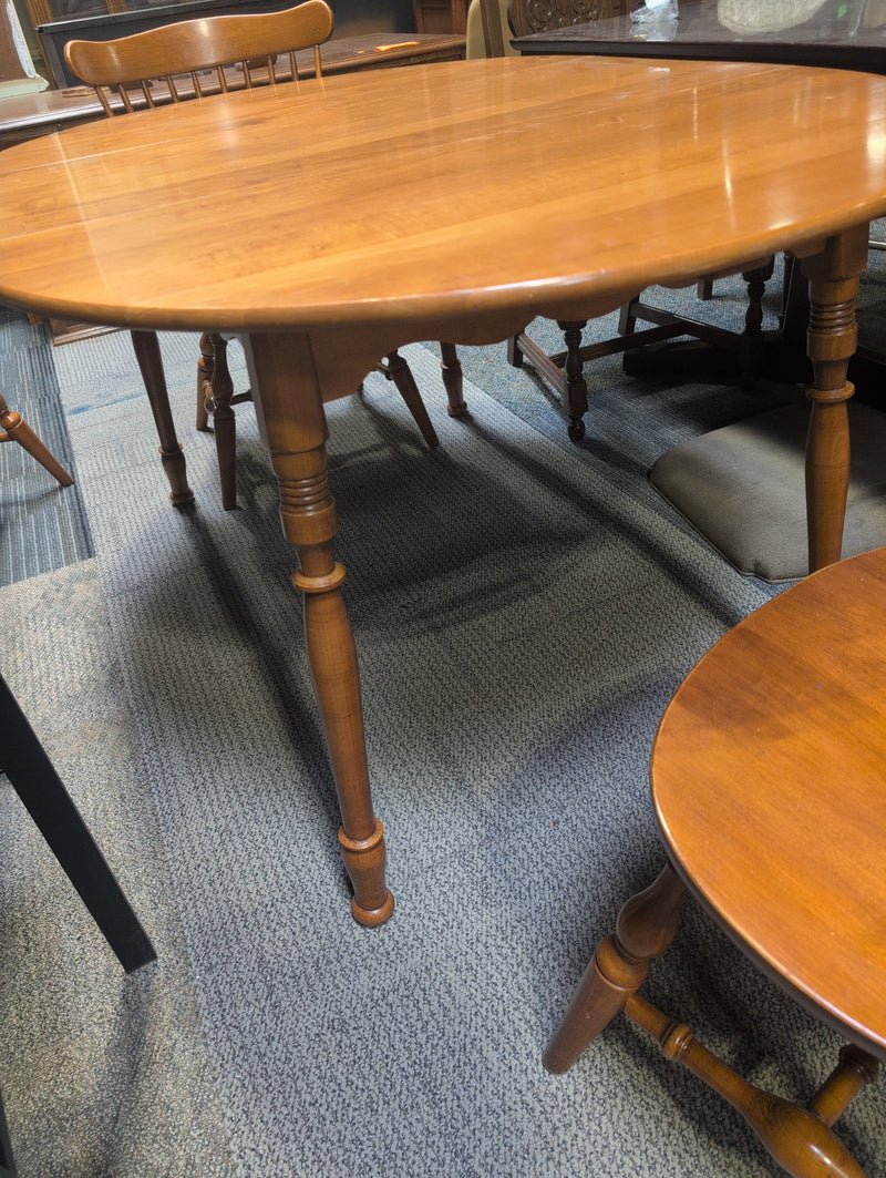 Light Brown Wooden Oval Dining Table with 4 Matching Chairs