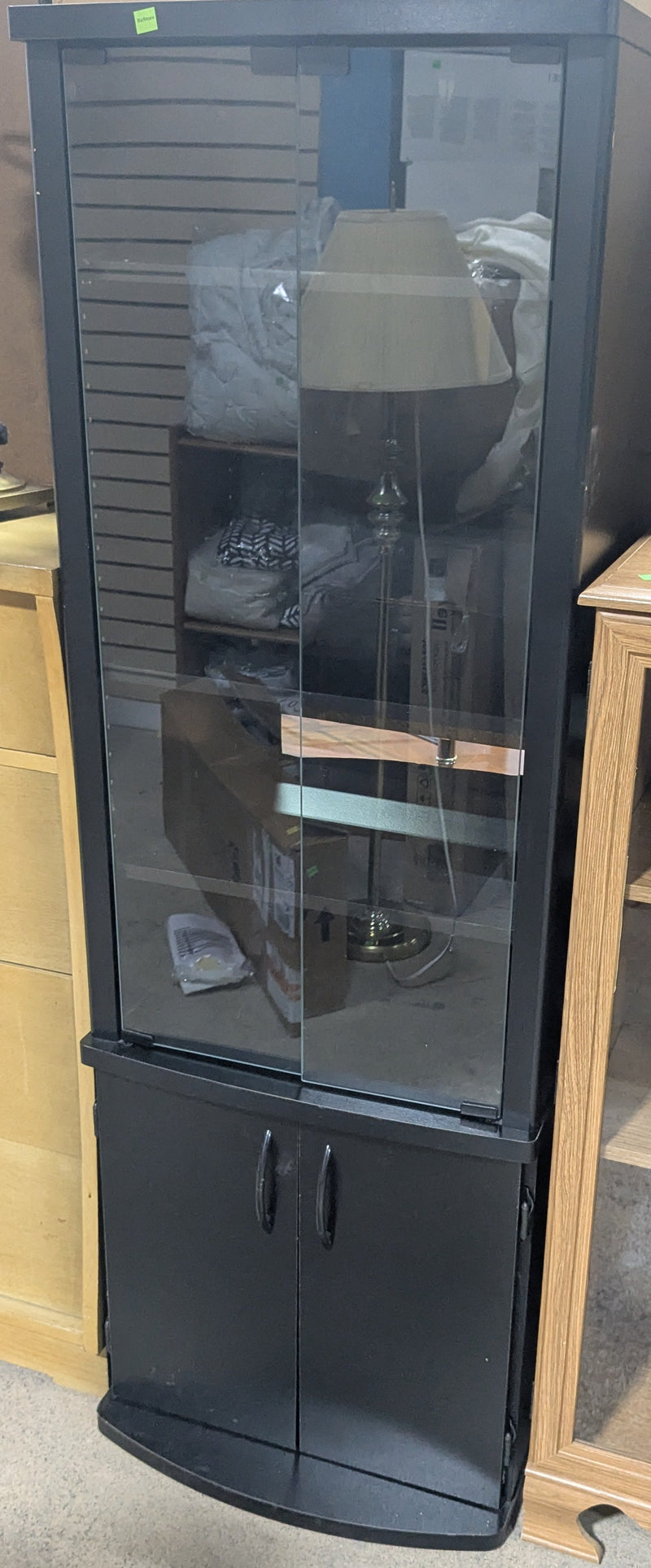 Modern Black Display Cabinet with Glass Doors