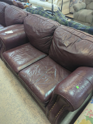 Studded Faux Leather Loveseat