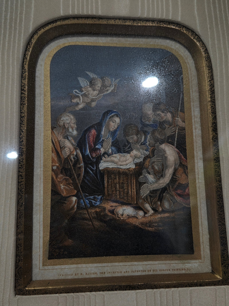 Antique George Baxter "The Birth of the Saviour" Framed Art Print