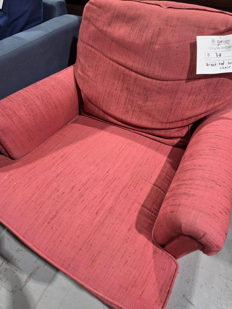 Red Traditional Sloped-Arm Club Chair
