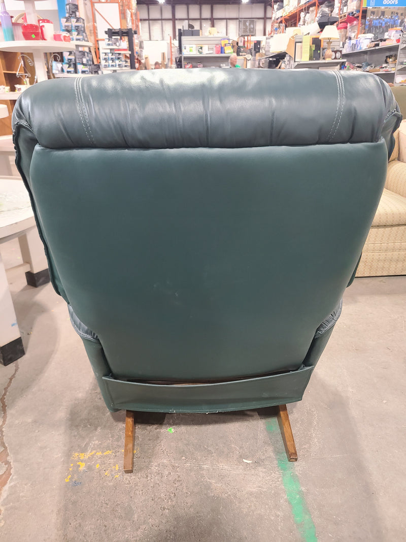 Vintage Forest Green Faux Leather Rocker Recliner