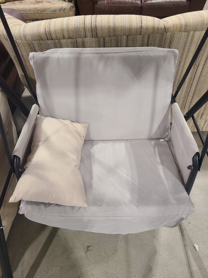Outdoor Single-Seat Patio Swing with Adjustable Canopy