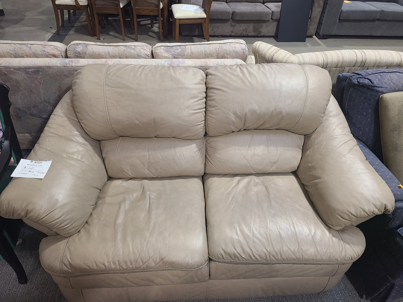 Dufresne Plush Beige Faux Leather Loveseat