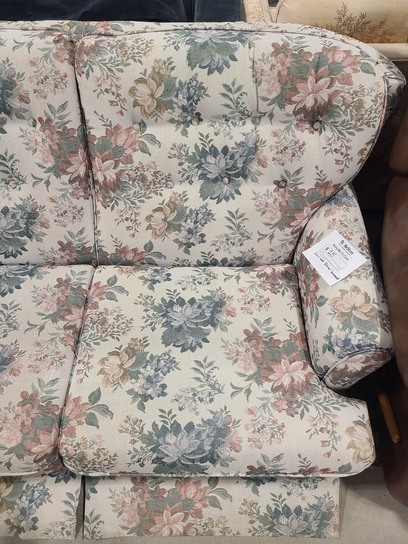 Vintage-Style Floral Fabric Loveseat