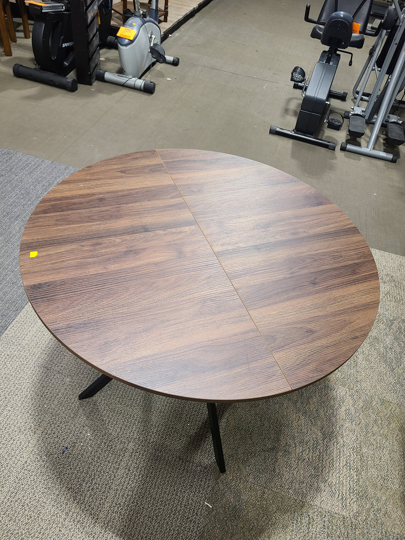 Modern Round Dining Table with Black Metal Starburst Legs