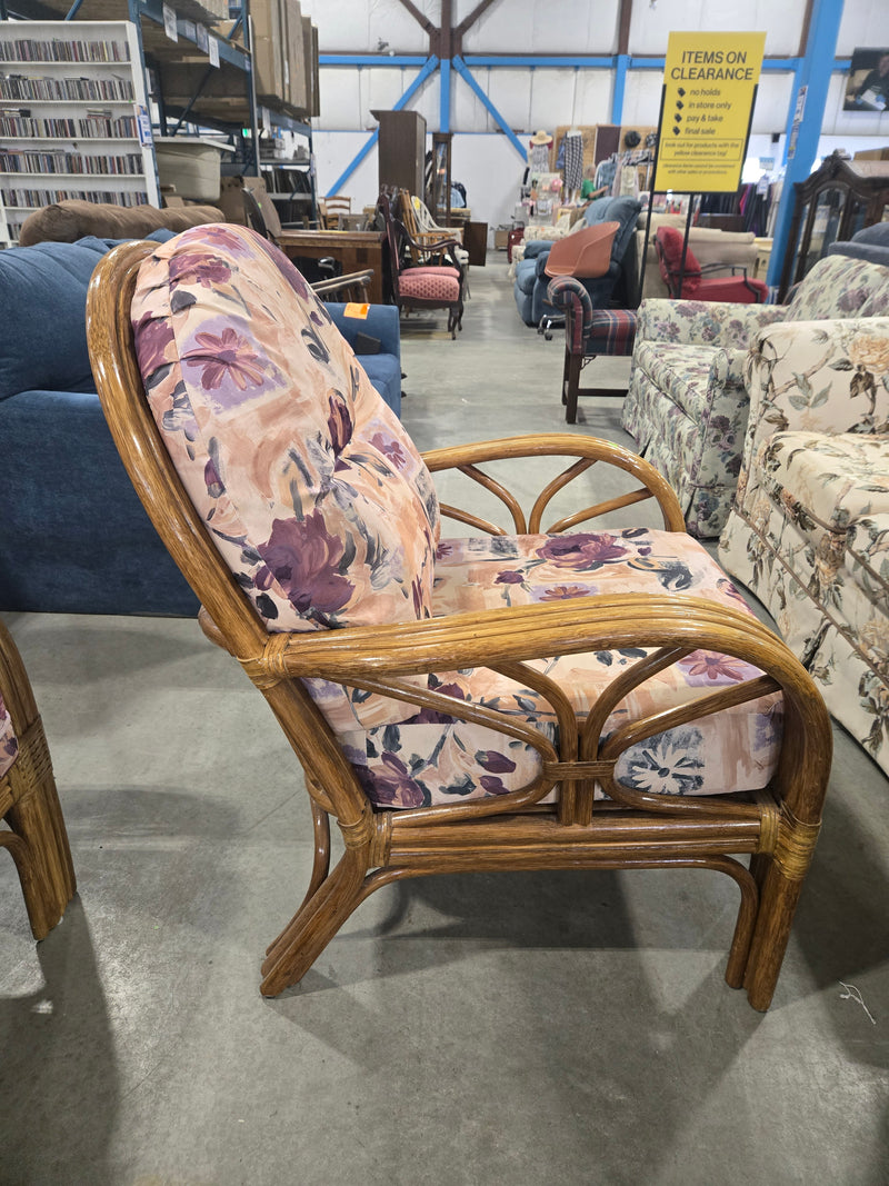 Vogel Retro Floral Rattan Accent Chair
