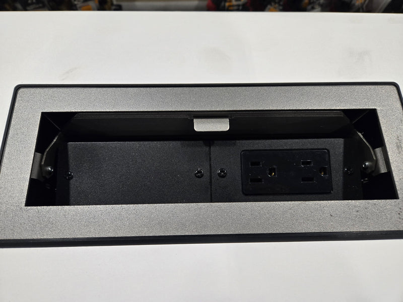 Modern White Flip-Top Training Table with Built-In Power