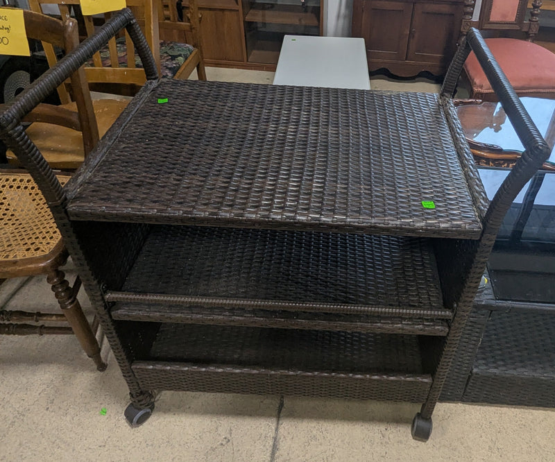 3-Tier Outdoor Rattan Storage Cart